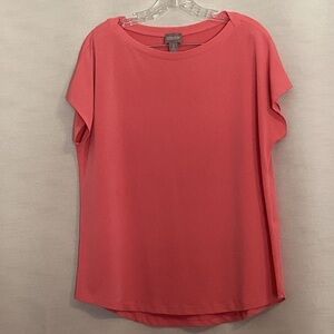 Chico's Coral Short Sleeve Round Neck Blouse